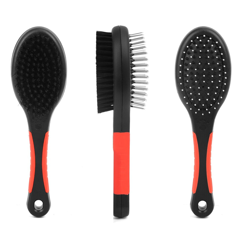 Pet Dog Grooming Comb Steel Double Sided Bath Brush Pet Hair Cleaning Massage Combs tool Pet Hair Remover Brush - anconmall
