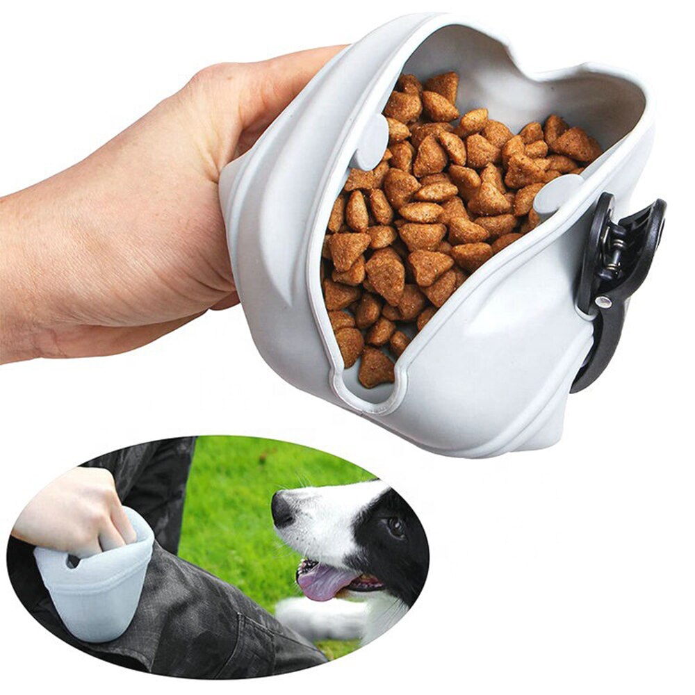 Outdoor Dog Treat Pouch Waist Feed Bundle Pocket Silicone Pet Dog Training Portable Treat Bag Dog Puppy Reward Snack Bag Supplie - anconmall