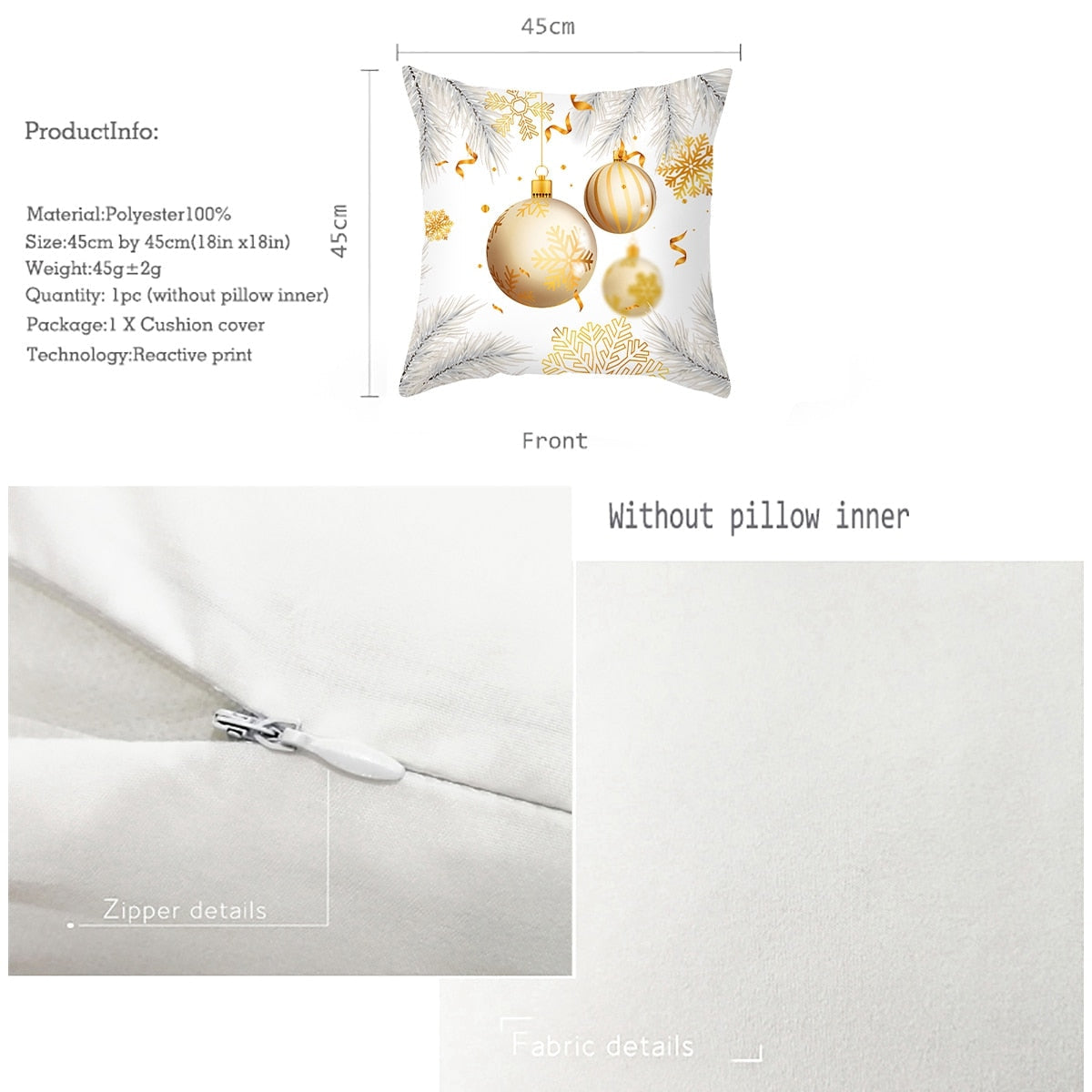 White Golden Xmas Cushion Cover 2022 Merry Christmas Decorations for Home Christmas Ornaments Navidad Xmas Gift New Year 2023