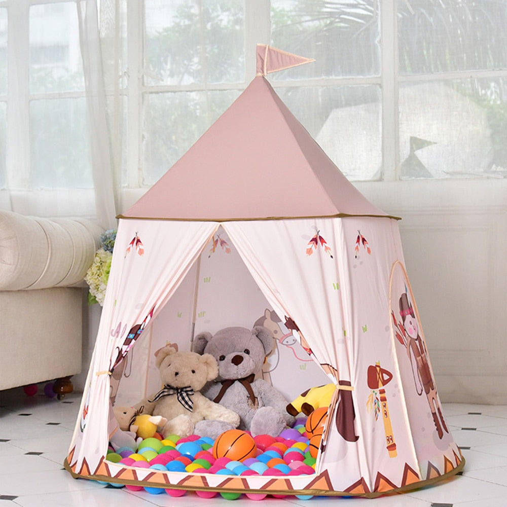Kid Tent Portable Princess Castle Children Tent Teepee Foldable Play House Toys Tent Birthday Christmas Gift