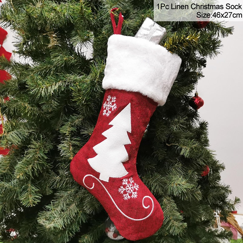 Knitted Christmas Stocking Socks Sack New Year Gift Candy Bags Christmas Decorations For Home Xmas Tree Hanging Ornaments Natal
