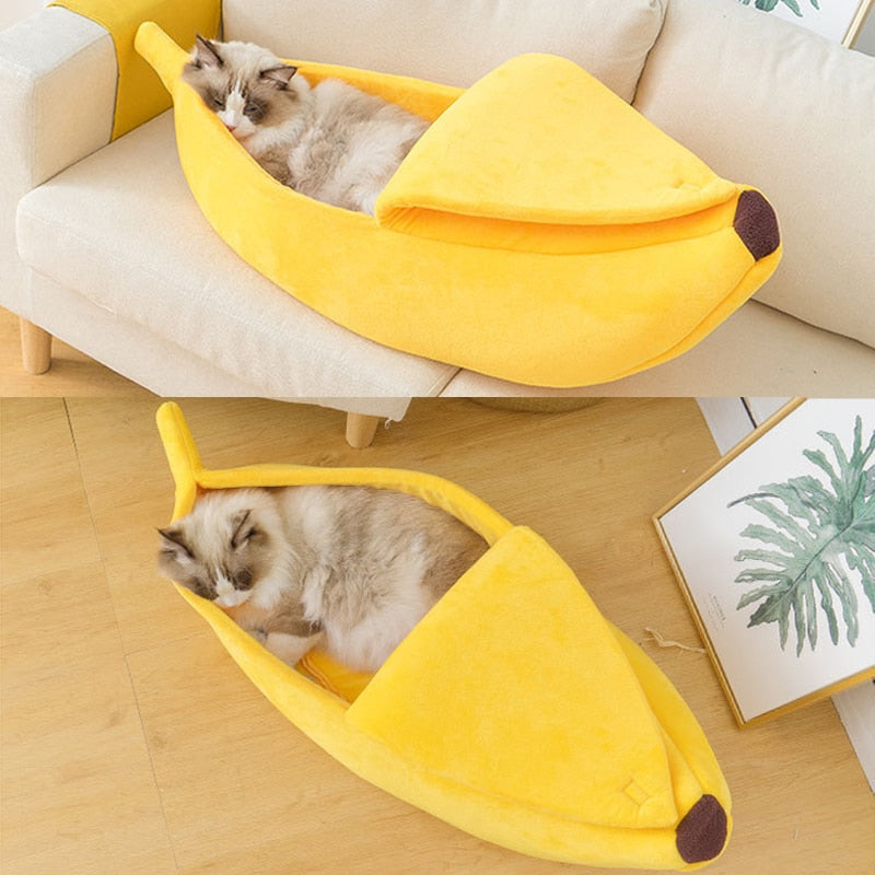 Banana Shape Pet Dog Cat Bed House Mat Durable Kennel Doggy Puppy Cushion Basket Warm Portable Dog Cat Supplies Soft Sofa Beds