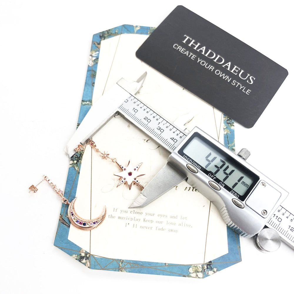 Drop Earring Star & Moon Vintage Gift For Women High Quality Rose Gold Color 925 Sterling Silver Fashion Jewelry