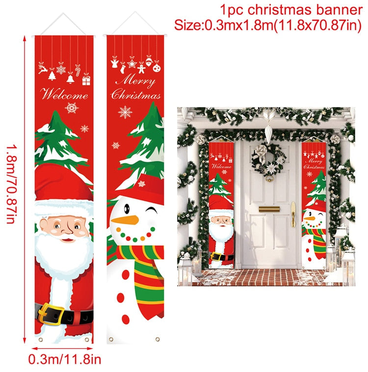Santa Claus Banner Merry Christmas Decor For Home Christmas Door Decor Outdoor Xmas Ornament Navidad 2022 Happy New Year 2023 - anconmall