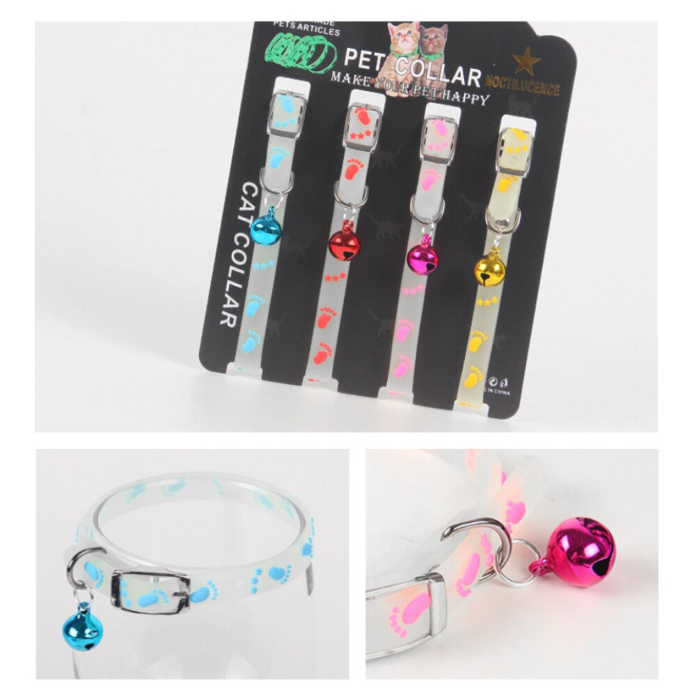 4PCS Luminous Collars For Cat Pet Collar For Cats And Dogs Luminous Bell Collar Adjustable Rubber Luminous - anconmall