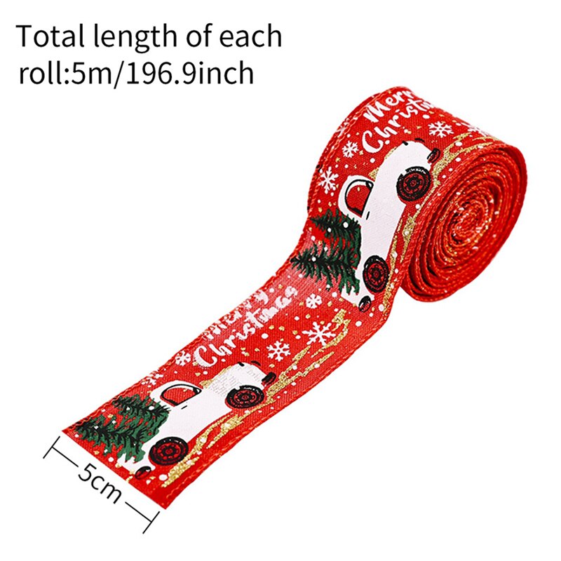 5M Merry Christmas Burlap Ribbons DIY Gift Wrapping Wedding Party Decoration for Home Christmas Tree Ribbon Garland Wreath Bows
