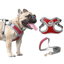Dog Harness Leash Set No Pull Nylon Vest Harnesses Reflective Chest Strap Leads for Small Large Dogs Teddy, Pug, French Bulldog - anconmall