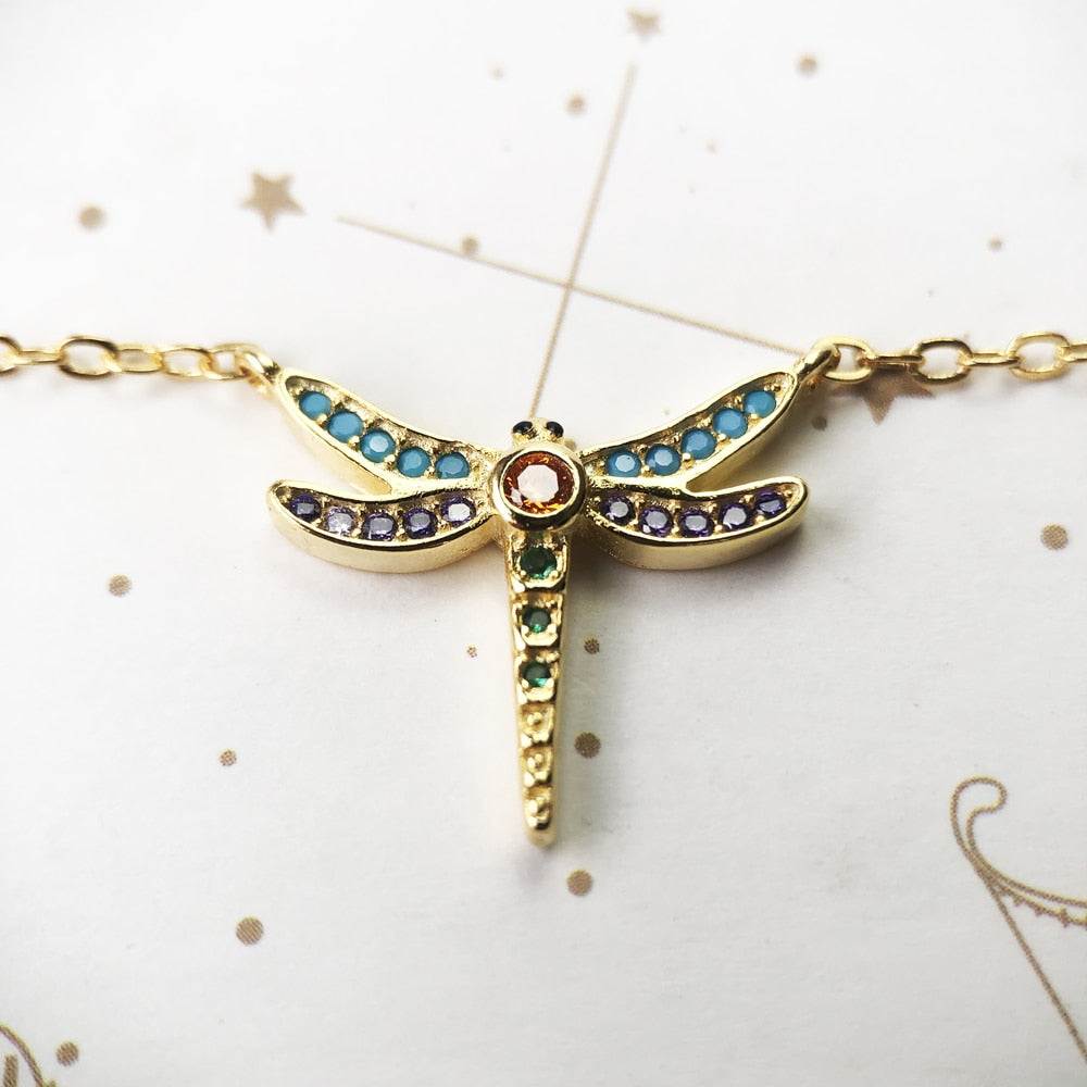 Necklace Small Dragonfly Spring New Link Chain Playful Fine Jewelry Europe 925 Stering Silver Bijoux Bohemia Gift For Women