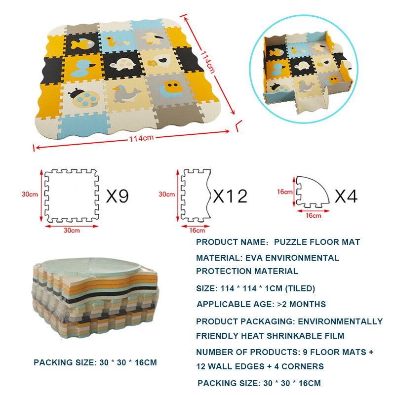 EVA Foam Play Mat with Fence Baby Puzzle Jigsaw Floor Mats Thick Carpet Pad For Kids Educational Toys Activity Pad Random Color