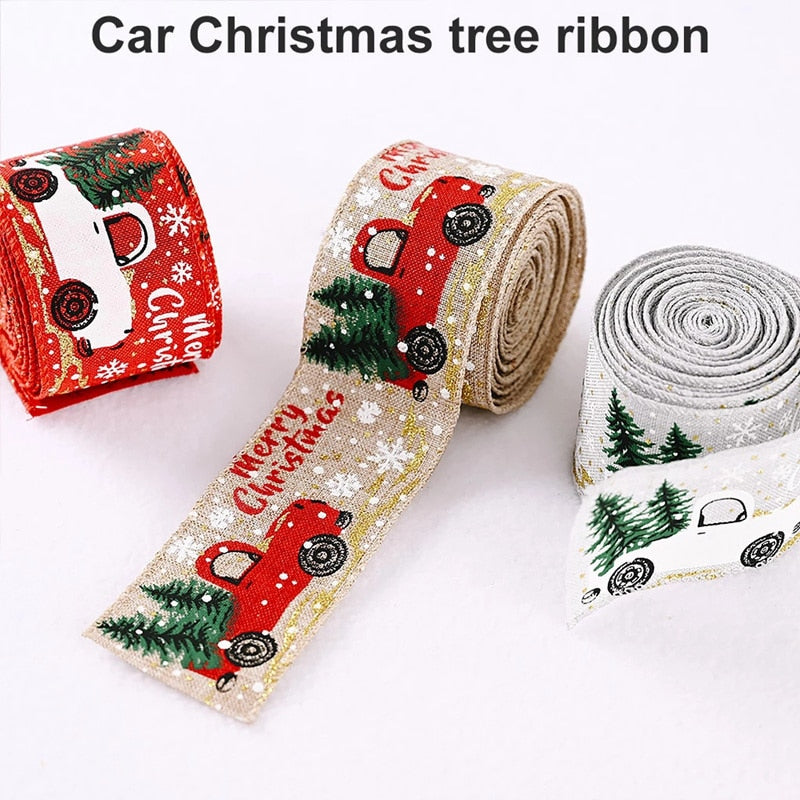 5M Merry Christmas Burlap Ribbons DIY Gift Wrapping Wedding Party Decoration for Home Christmas Tree Ribbon Garland Wreath Bows
