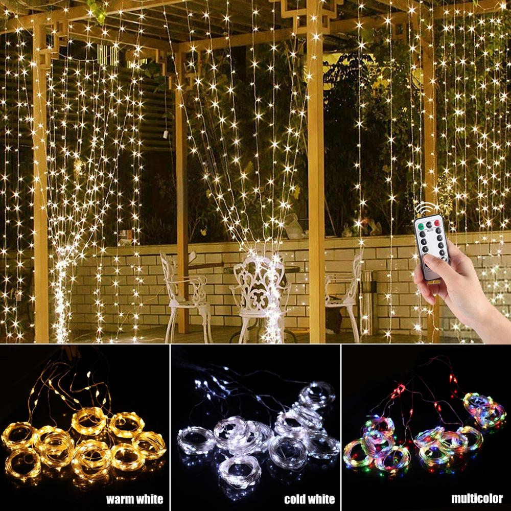 USB Christmas Curtain Light Garland Merry Christmas Decor for Home Christmas Ornaments Navidad 2022 Xmas Gifts New Year 2023