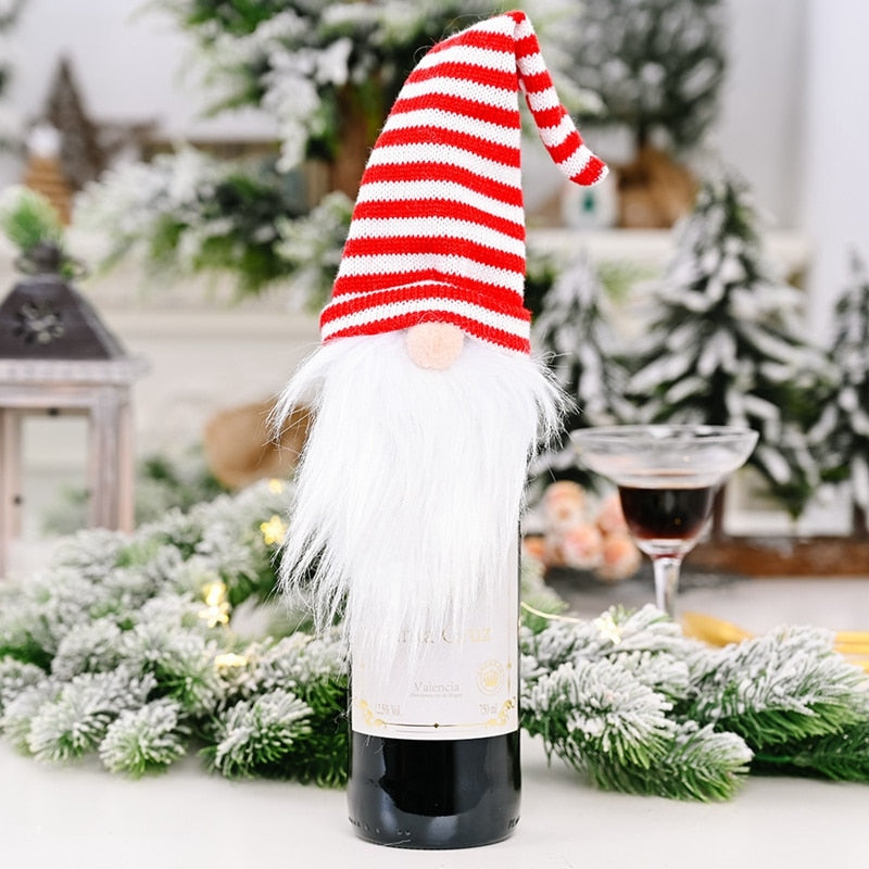 Christmas Wine Bottle Cover Bags Santa Claus Wine Bottle Cover Gift Bag Christmas Dinner Party Xmas Table Decor Merry Christmas