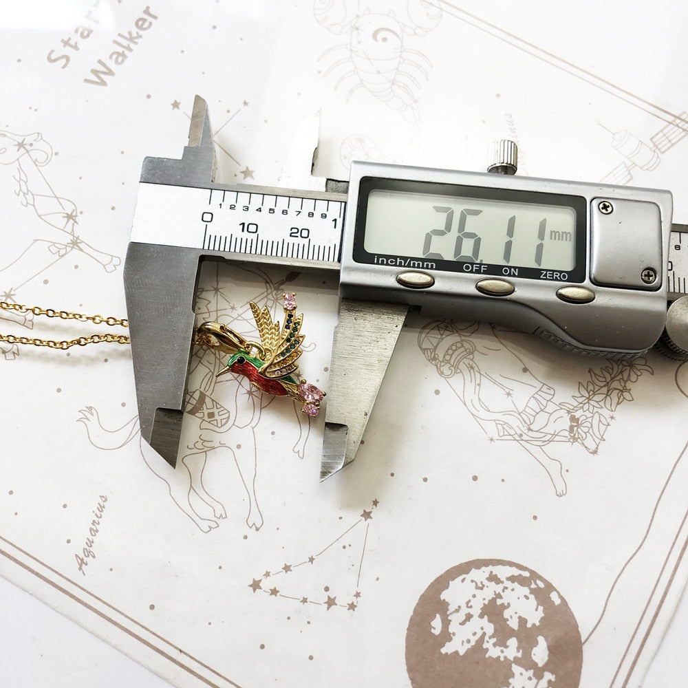 Necklace Colourful Hummingbird,2021 Summer Brand New Bohemia Fine Jewelry Playful 925 Sterling Silver Bijoux Gift For Women