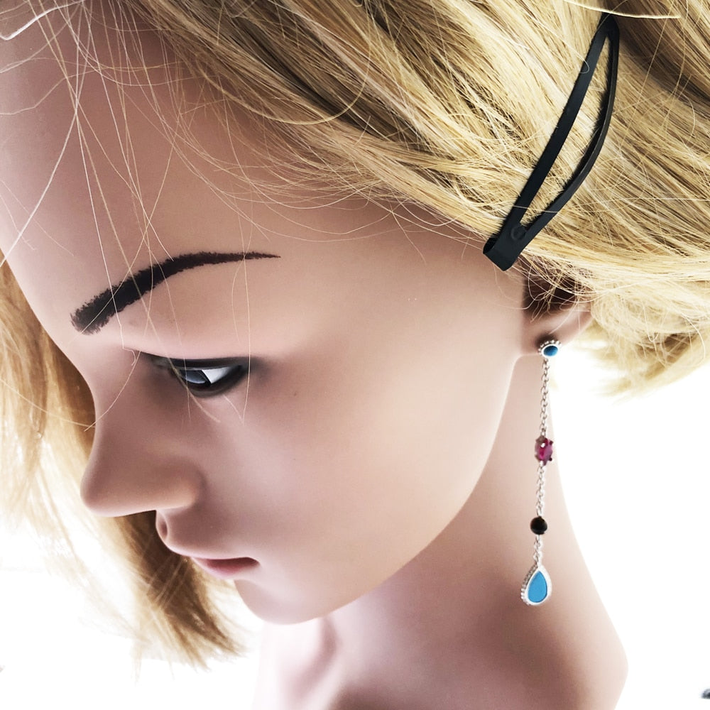 Earrings Riviera Colors Water Drop,Europe Happiness Fine Jewelry For Women Autumn Brand New Turquoise Sterling Silver 925 Gift