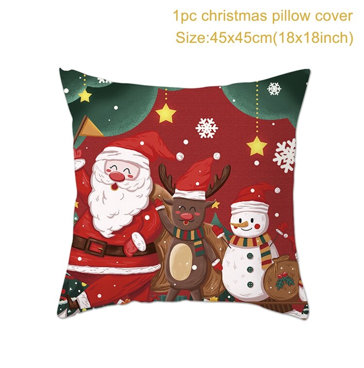 Christmas Cushion Cover Merry Christmas Decorations for Home 2022 Christmas Ornament Xmas Gifts Navidad Noel Happy New Year 2023