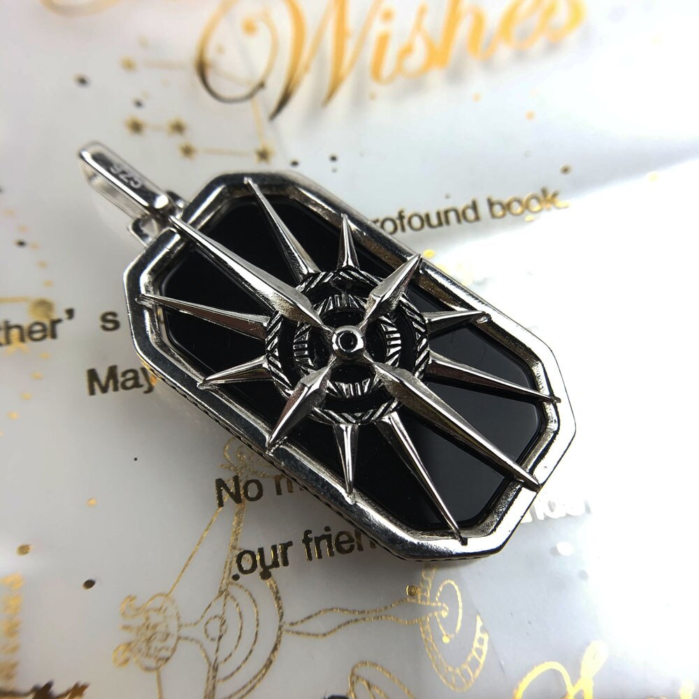 Pendant Compass Star Black Winter New Fine Jewelry Europe Style 925 Sterling Silver Dog Tag Gift For Women Men