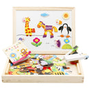 Wooden Kids Educational Learning Toys Magnetic Easel Double Side Dry Erase Board Puzzles Jigsaw Game Toys for Boys Girls