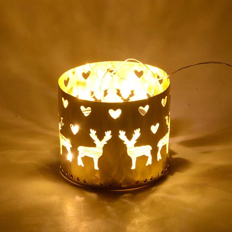 Christmas Iron Hollow Candle Holder Merry Christmas Decorations For Home Table Ornaments Noel Navidad Natal New Year Gifts 2023