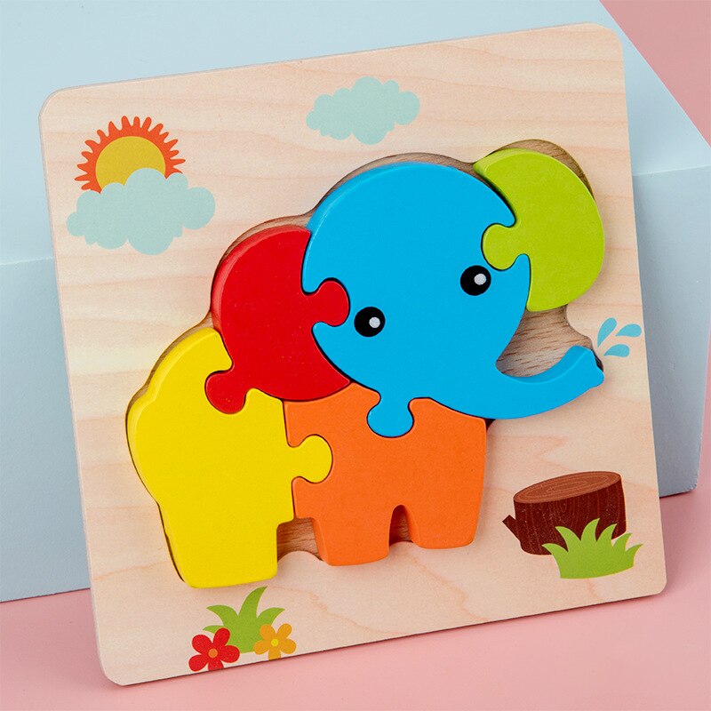 Wooden 3D Puzzle Educational Toys Jigsaw Toys For Children Baby Cartoon Animal Puzzles Intelligence Kids Toy Board Games