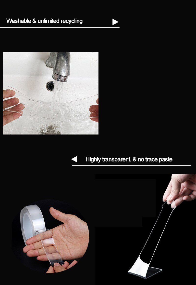 Nano Double-Sided TapeUniversal Multifunctional Tapes Storage Decorative Washable Reusable Home Wall Transparent Stickers