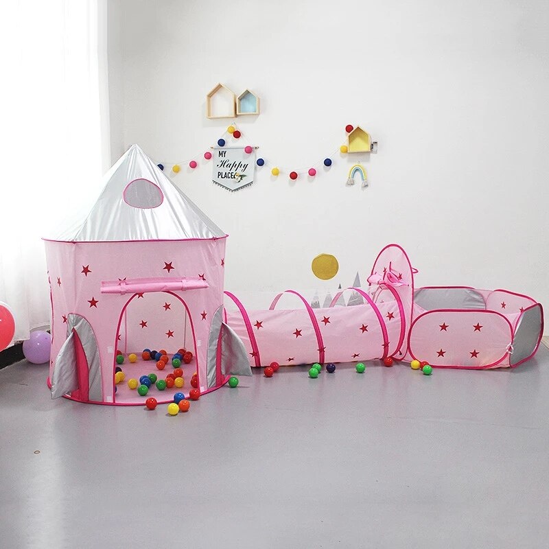 Children Tent Portable Kids Spaceship Tent Play House Toys Tunnel Crawling Castle Portable Ocean Ball Pool Pit Baby Gift