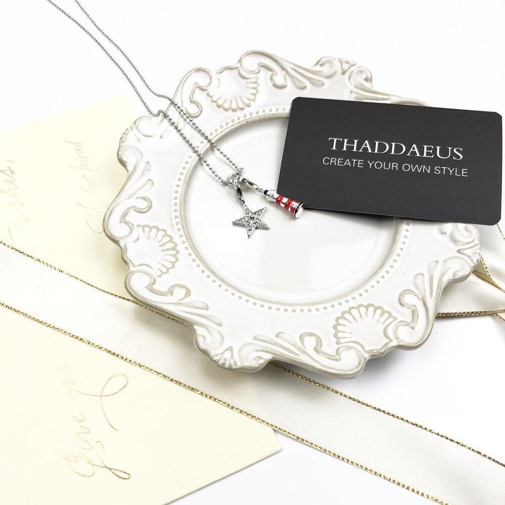 Charm Necklace Star &amp; Lighthouse,Summer  Fashion Jewelry Europe 925 Sterling Silver Bijoux Trendy Gift For Women