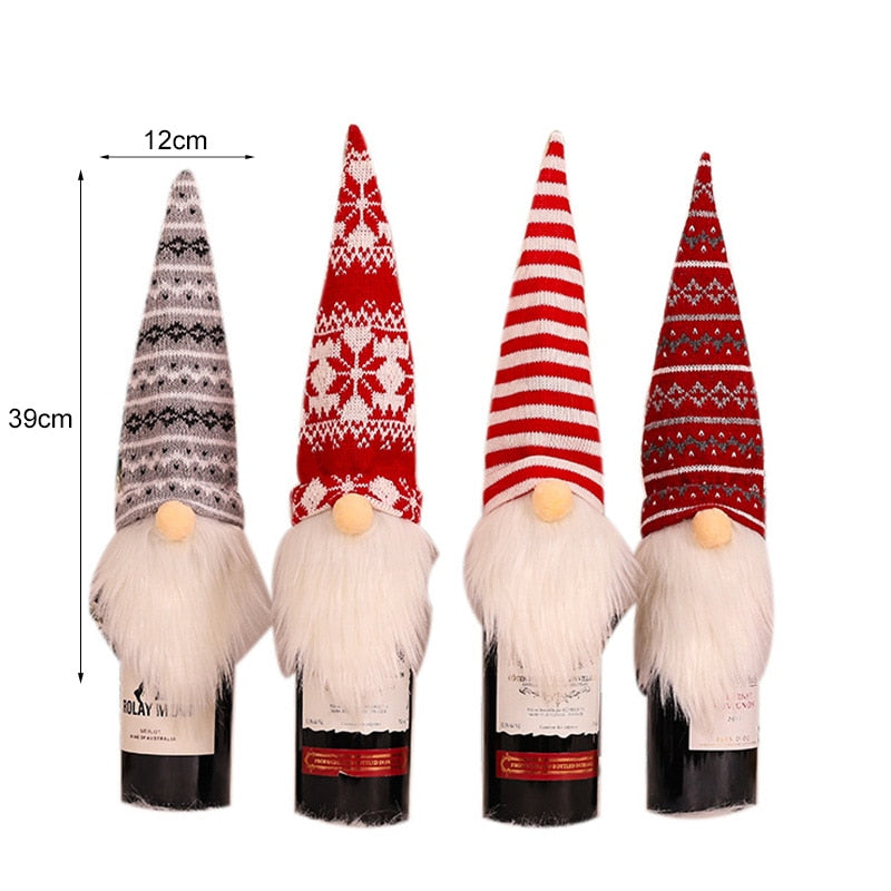 Christmas Wine Bottle Cover Bags Santa Claus Wine Bottle Cover Gift Bag Christmas Dinner Party Xmas Table Decor Merry Christmas