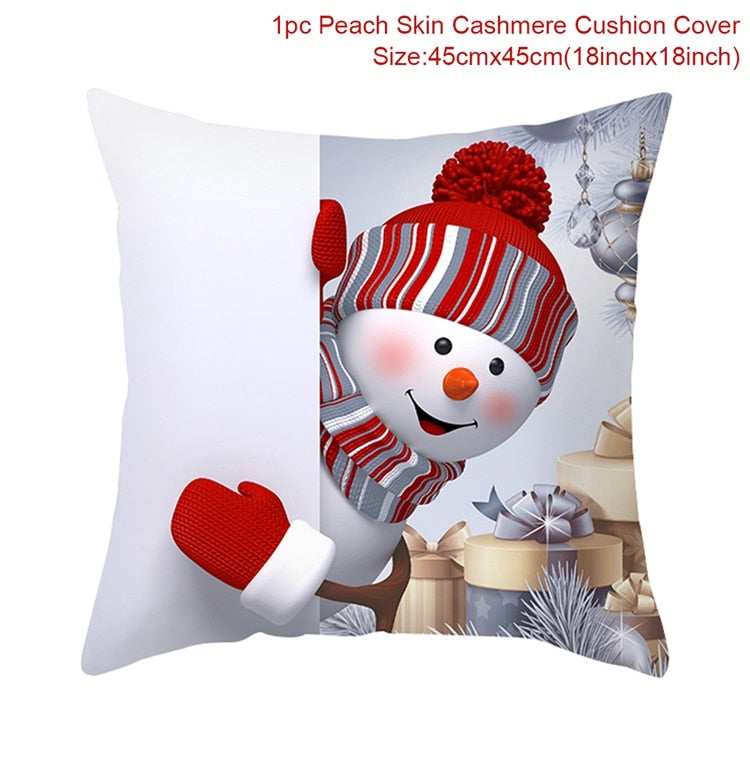 Santa Claus Snowman Cushion Cover Merry Christmas Decorations For Home Navidad 2022 Christmas Ornaments Xmas Gift New Year 2023