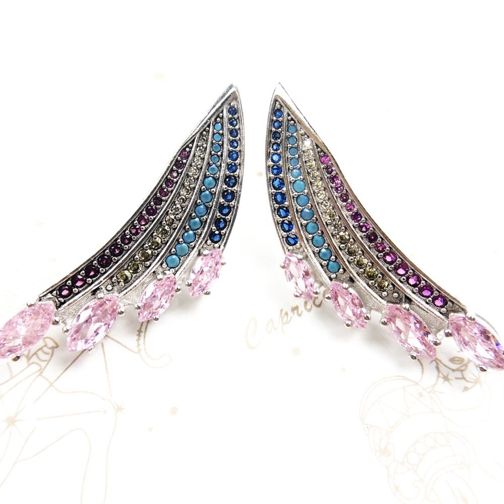 Earrings Bright Hummingbird Wing Bohemia Rainbow Women Gift Summer High Quality 925 Sterling Silver Fine Jewelry