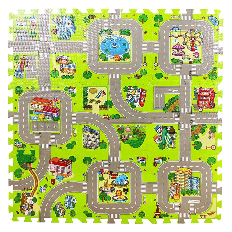 9pcs/Set Kids Carpet Playmat City Life Children's Educational Toys Road Traffic System Baby Play Mat EVA Kids Foam Puzzle Carpet