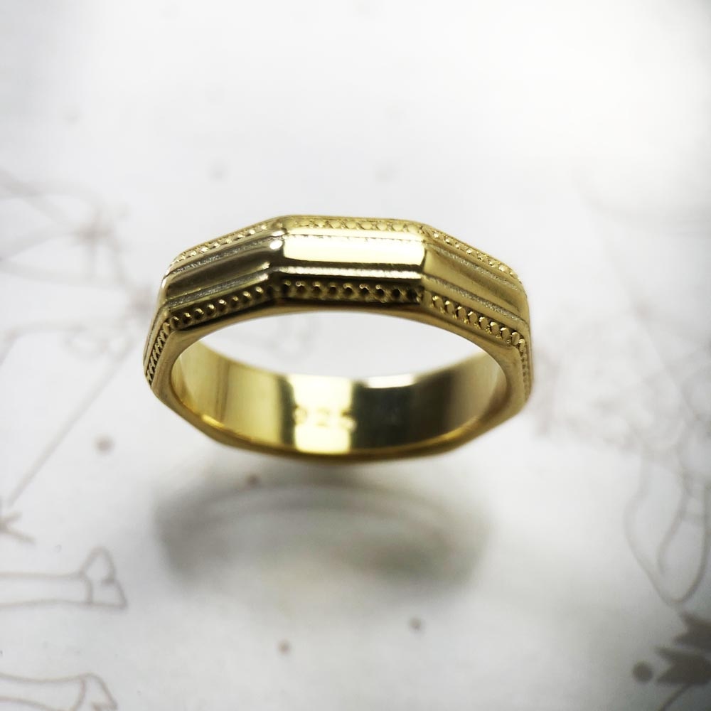 Couples’ Ring Angular Gold,TrendyFine Jewerly For Women Men Autumn Modern Gift In 925 Sterling Silver