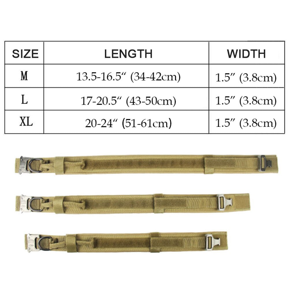Tactical Dog Collar Adjustable Metal Buckle Dog Collars with Control Handle Training Pet Dog Collar For German Shepherd Dogs - anconmall