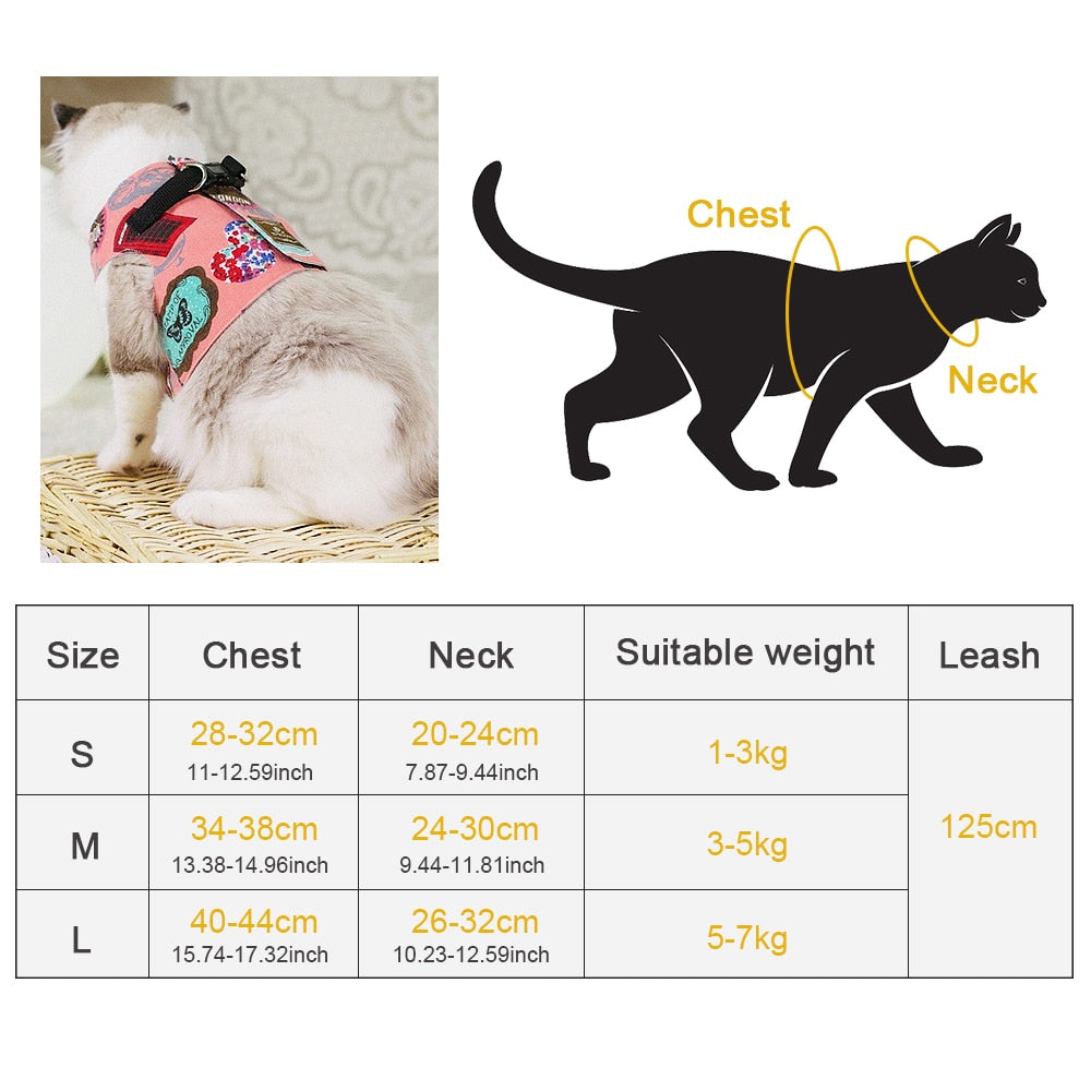 Fashion Cat Harness and Leash Set Bow Tie Adjustable Cute Cats Collar Outdoor Walking For Kitten Cats Accessories Supplies - anconmall