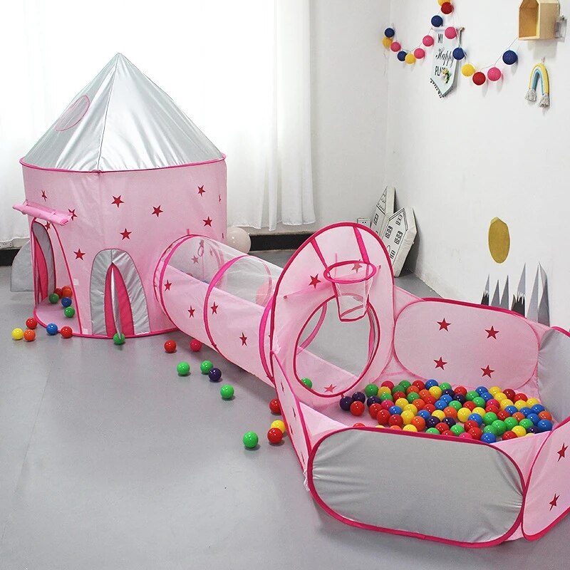 Children Tent Portable Kids Spaceship Tent Play House Toys Tunnel Crawling Castle Portable Ocean Ball Pool Pit Baby Gift