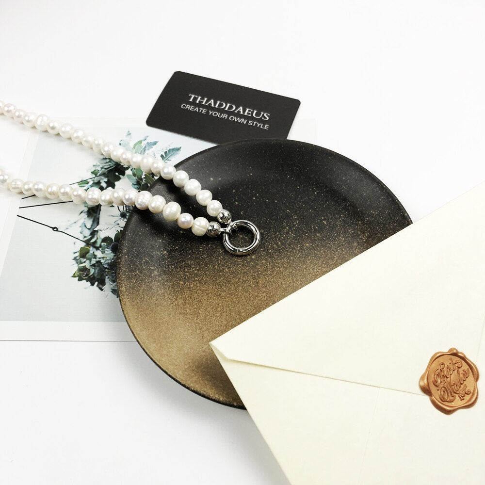 Strand Necklace Real Freshwater Pearl Brand New 925 Sterling Silver Fashion Jewelry Europe Style Glam Gift For Women Friend