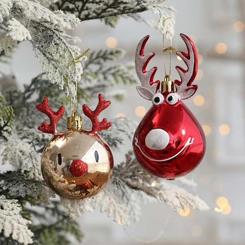 2pcs Elk Christmas Balls Ornaments Bauble Pendant Xmas Tree Hanging Balls Christmas Home Decorations Navidad 2022 Natal New Year