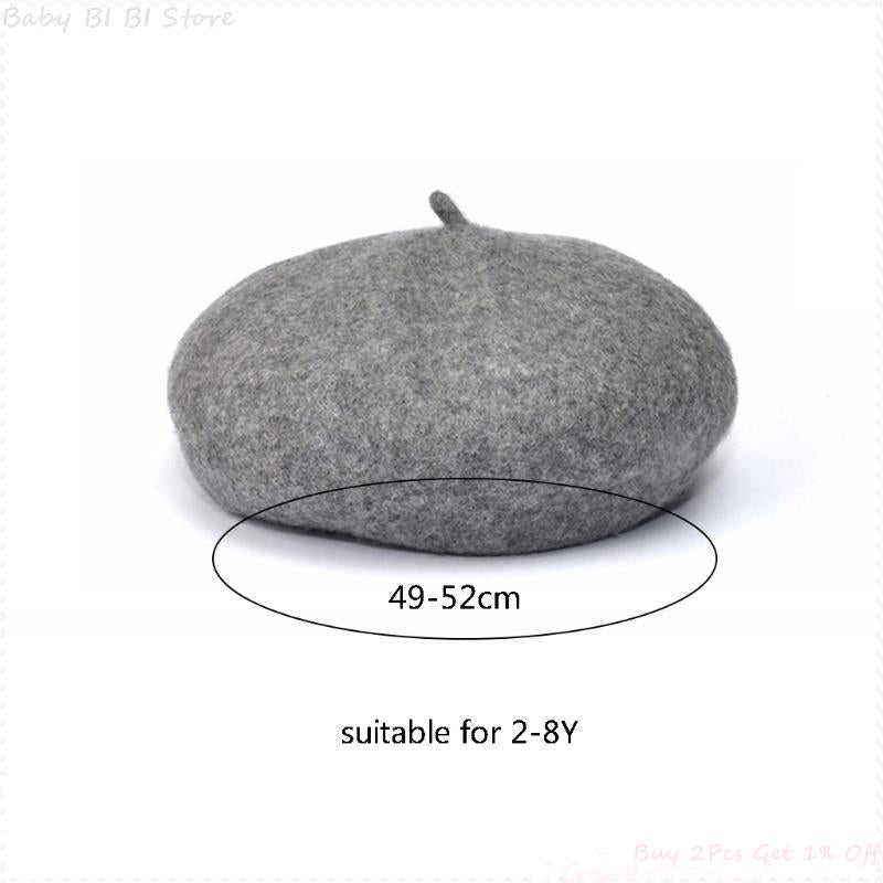 1 Pc Baby Girls Beret Hat Solid Color Vintage Beret Beanie Cap Bonnet Hat for Kids Children Infants 2-8 Years Old