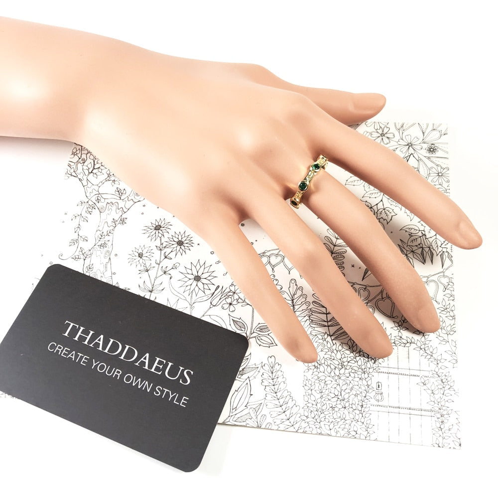 Band Ring Golden Green Stone Brand New Europe Style Glam Fashion Jewelry For Women Men Gift In 925 Sterling Silver