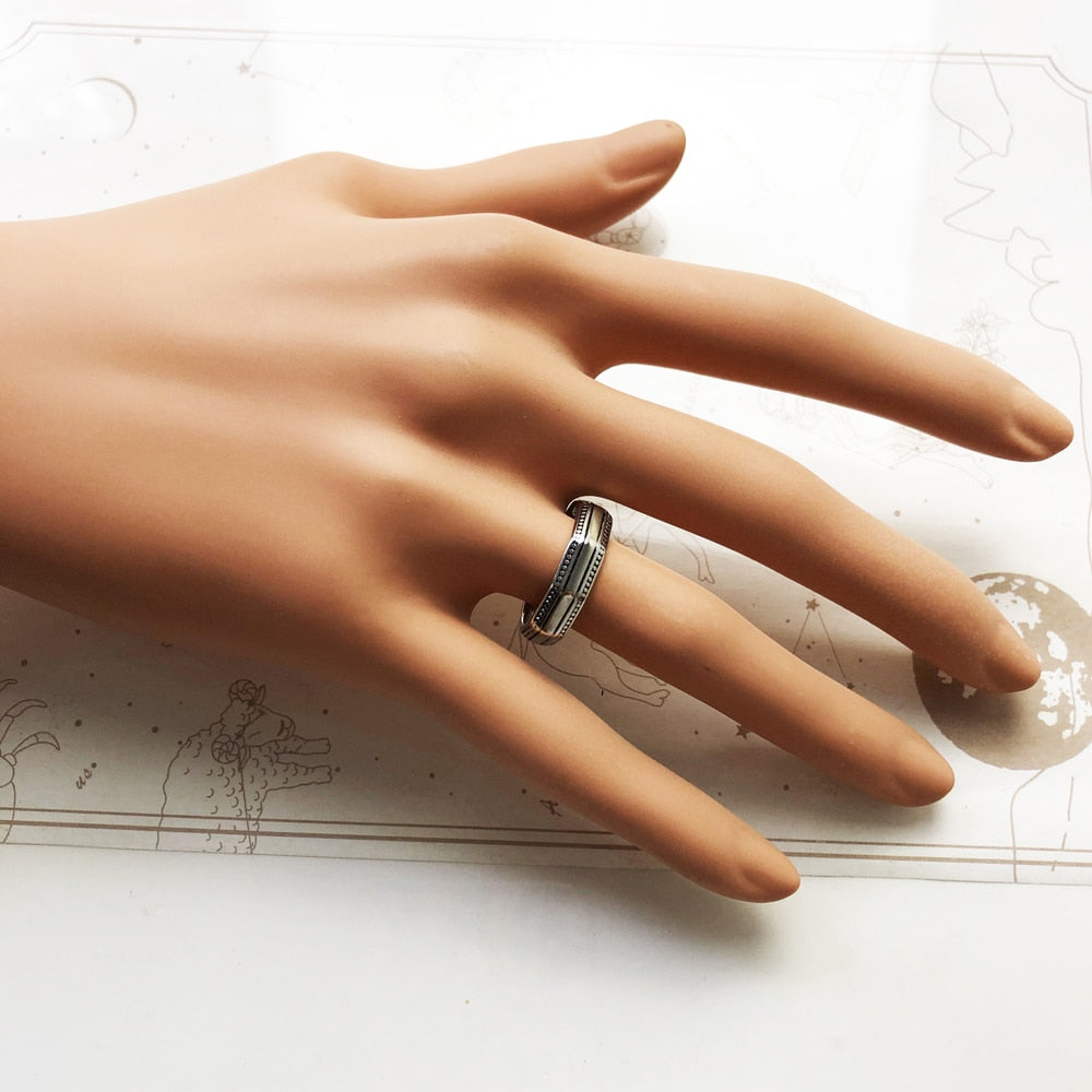 Angular Band Ring Nine-cornered Shape,Ethnic Fine Jewerly For Women Men Autumn Gift In 925 Sterling Silver