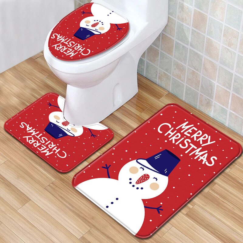 Santa Claus Rug Seat Bathroom Set Merry Christmas Decorations For Home Navidad 2020 Natal Cristmas Party Supplies New Year Gift