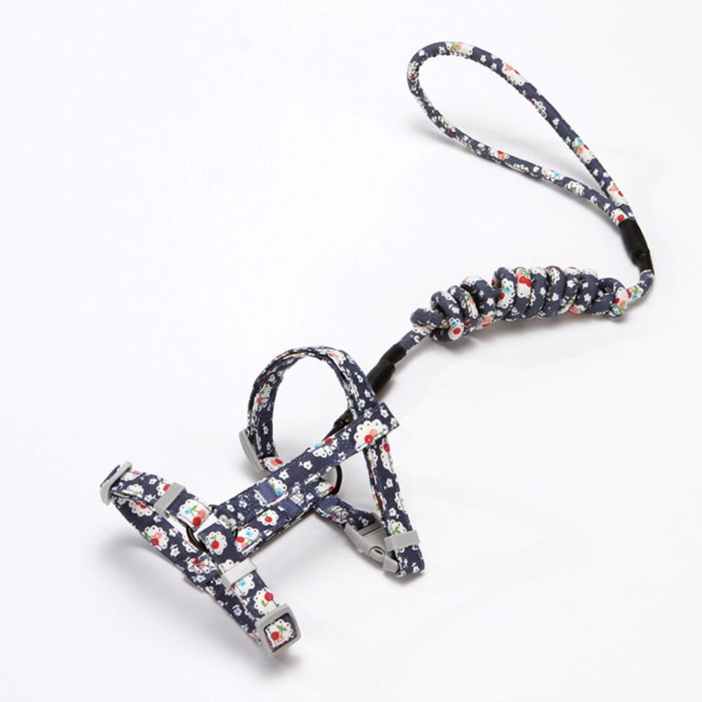 Japanese Style Adjustable Nylon Collars for Pet Cats Anti-Breakaway Harness and Walking Leash Set Kitten Vest Leads Pet Supplies - anconmall