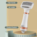 2 in 1 Portable Hair Dryer for Pet Dogs Cats One-Click Hair Removal Brush Comb Blow Dryer 3 Temperatures Low Noise Grooming Tool - anconmall