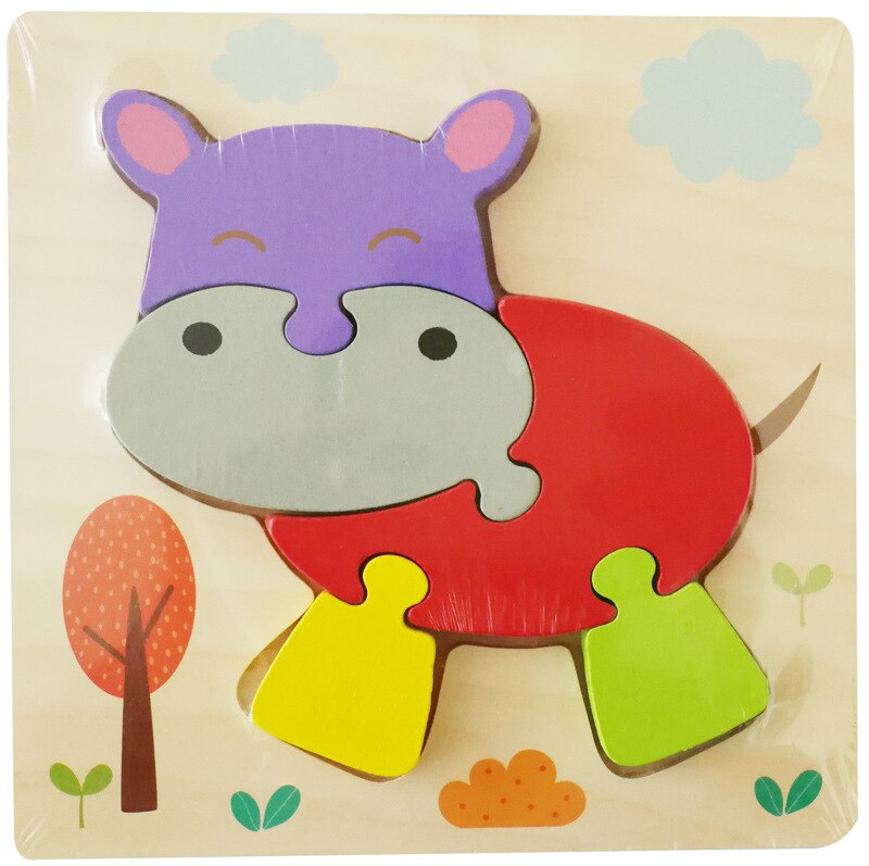 3D Shape Cognition Board Children's Jigsaw Puzzle Wooden Toys Kids Educational Toy Baby Montessori Learning Match Tangram Toys