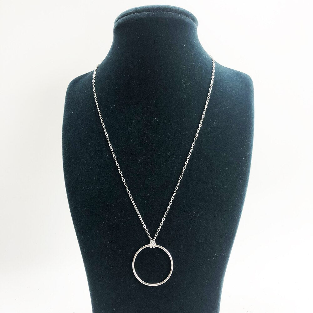 Necklace Large Circle Spring Fashion Charm Carrier Jewelry Europe 925 Sterling Silver Gift For Women Men