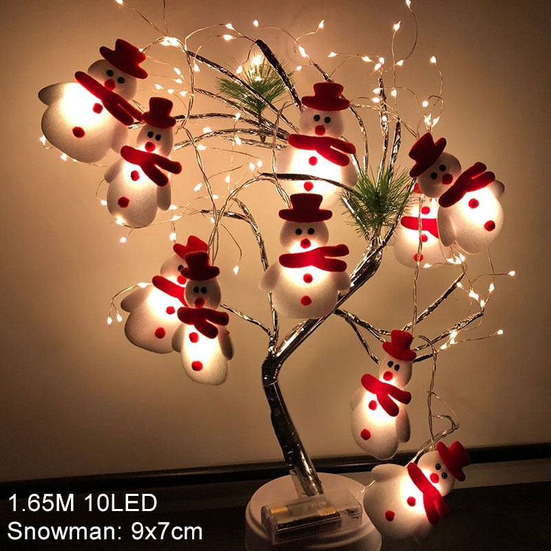 1.6M 10LED Snowman Christmas Tree LED Garland String Light Christmas Decoration For Home 2022 Christmas Ornaments New Year Gift