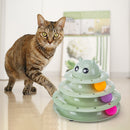 Funny Cat Toys 3-Tiers Interactive Pet Turntable Kitten Ball Toy Track Ball Tower with 3 Rollers for Kitten Toy - anconmall
