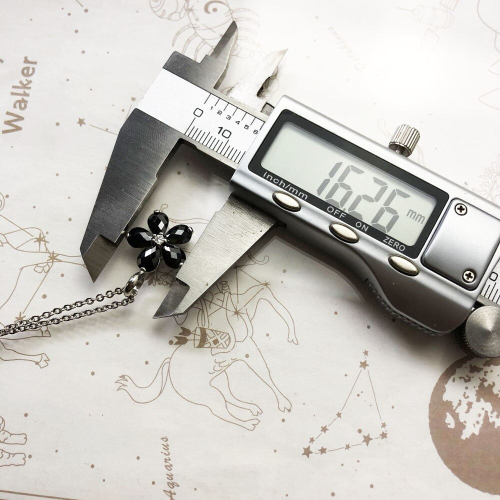 Necklace Black Petals Flower Summer Brand New Romantic Fine Jewelry Europe 925 Sterling Silver Gift For Women