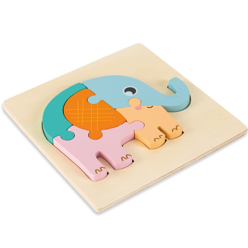 Wooden 3D Puzzle Educational Toys Jigsaw Toys For Children Baby Cartoon Animal Puzzles Intelligence Kids Toy Board Games