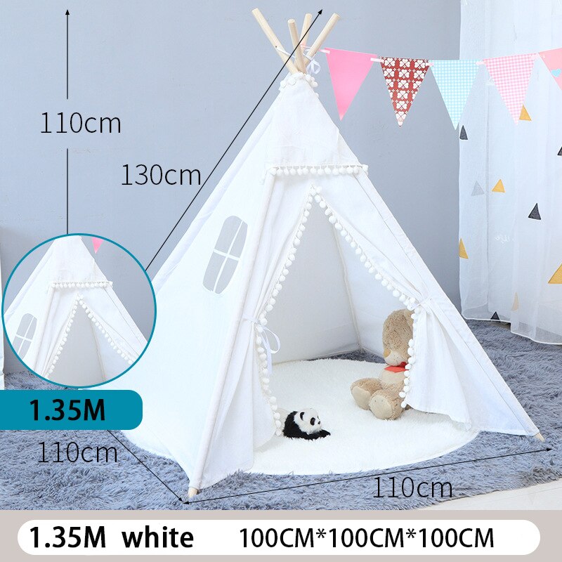 Children&#39;s Tent Teepee Tent For Kids Portable Tipi Infantil House For Children Cabana Kids Tents Decoration Carpet LED Lights