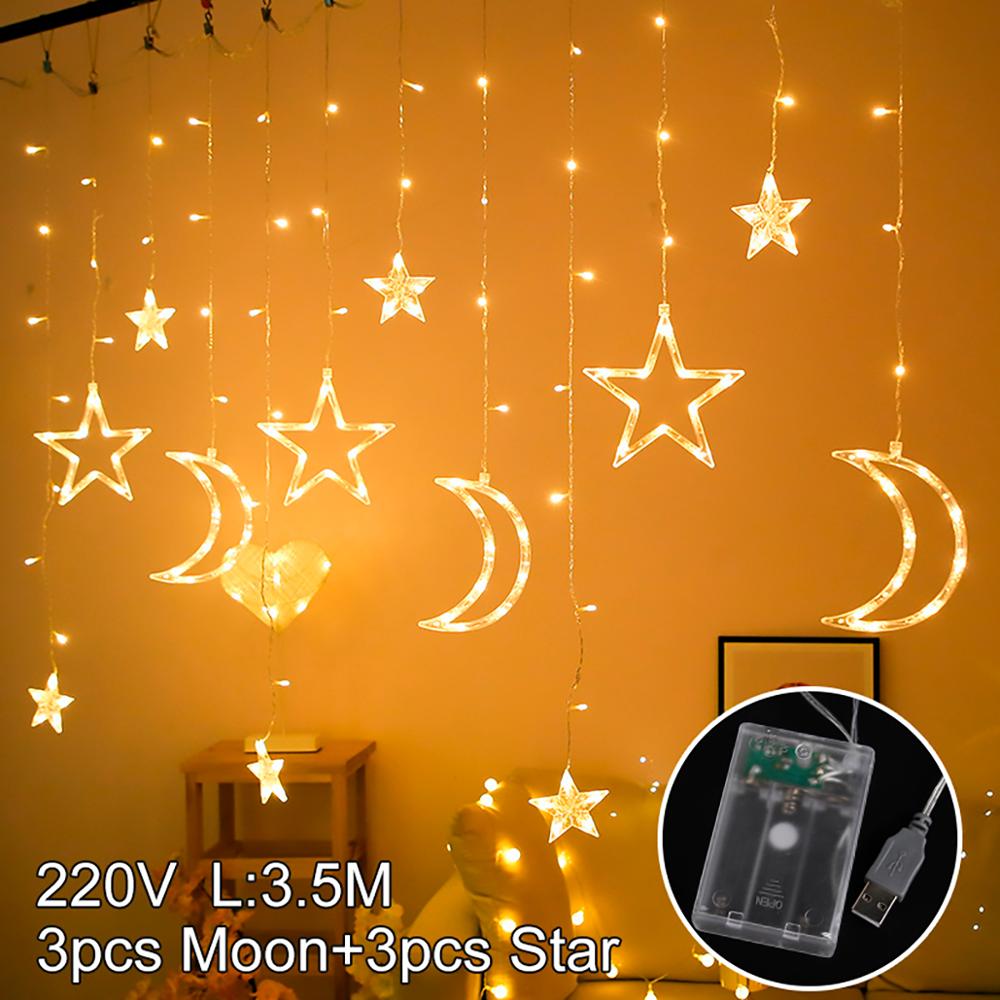 Star Moon LED String Lights Christmas Decor For Home Ramadan Decor Eid Mubarak Ramadan Kareem Decor Muslim Islamic  Eid al-fitr